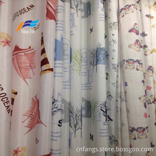 Polyester Sheer Printed Childre's Window Curtain Fabric